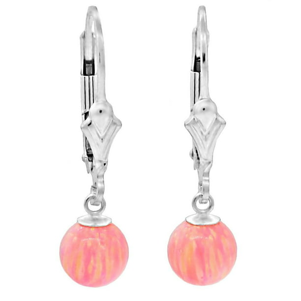 Silver angel earrings and pink resin ball